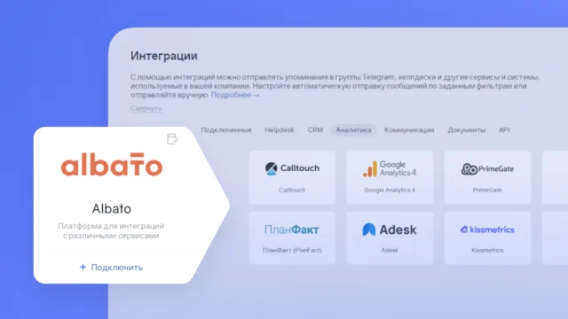 Добавили интеграцию с Albato — платформой для построения связок с 600+ сервисами