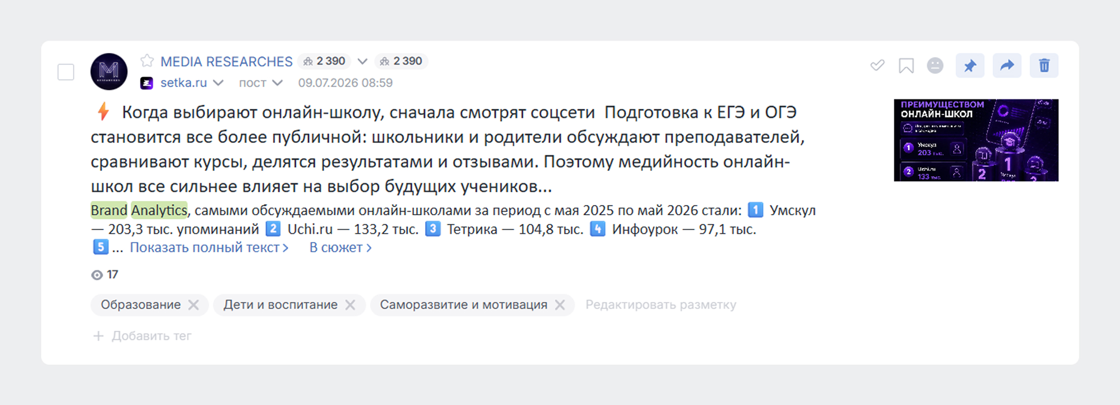 Сетка – в Brand Analytics Сетка – в Brand Analytics